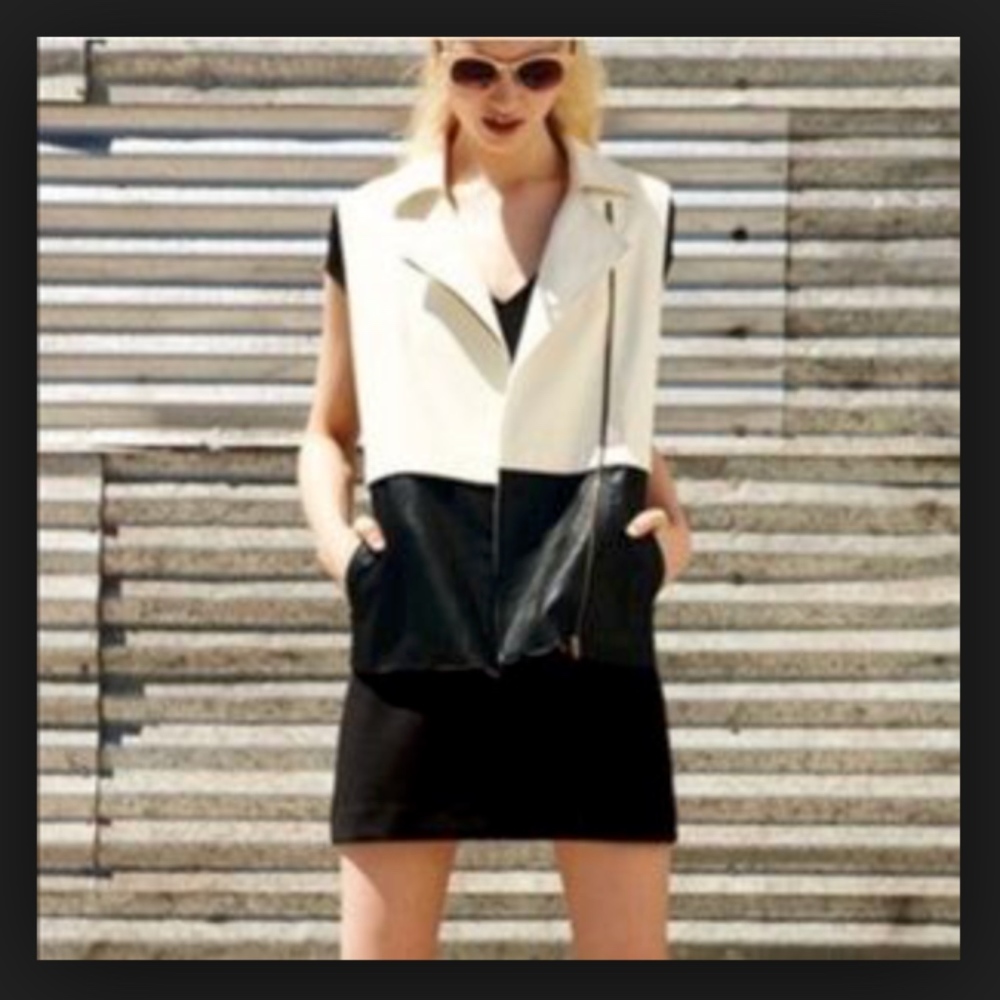 Colorblock Faux Leather Vest - Astr